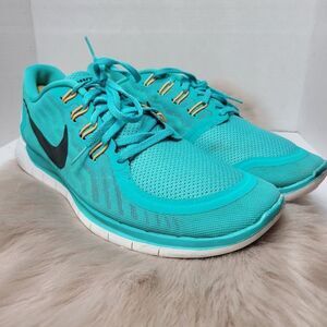 Nike Free 5.0 Shoes Running 724382-401 Aqua Green/Orange Size 13